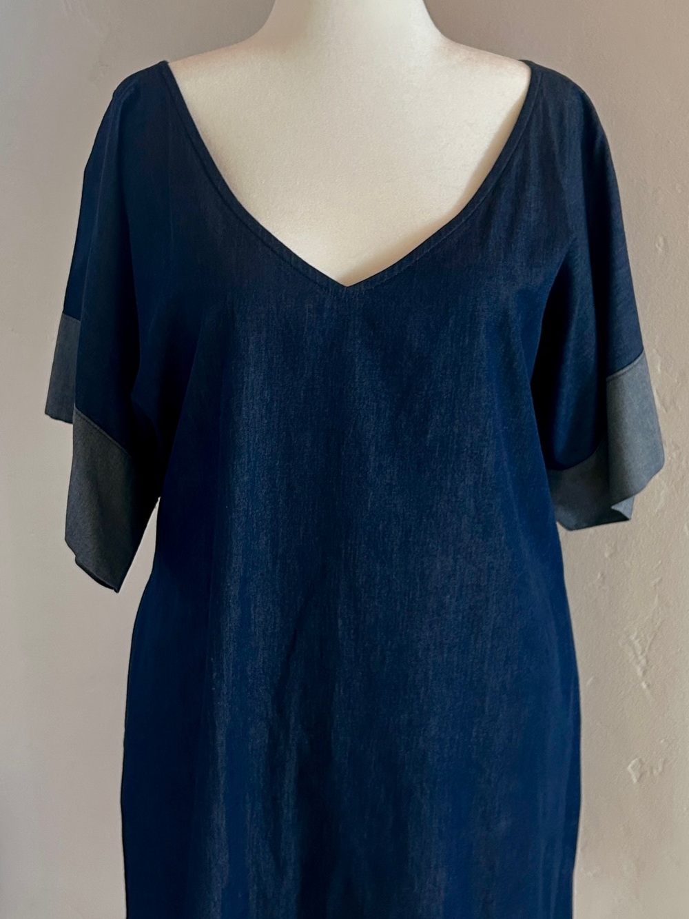 JIBRI Denim V-Neck Tunic Dress with Pockets Size 1 / 1X 16-18